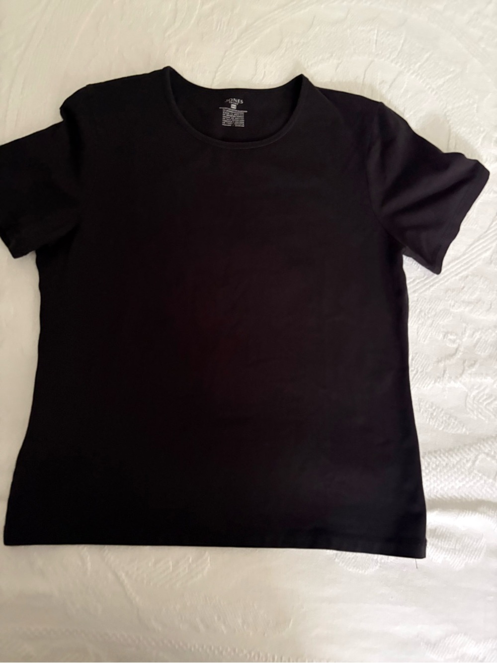 Jones New York Black Short Sleeve Crewneck Tee